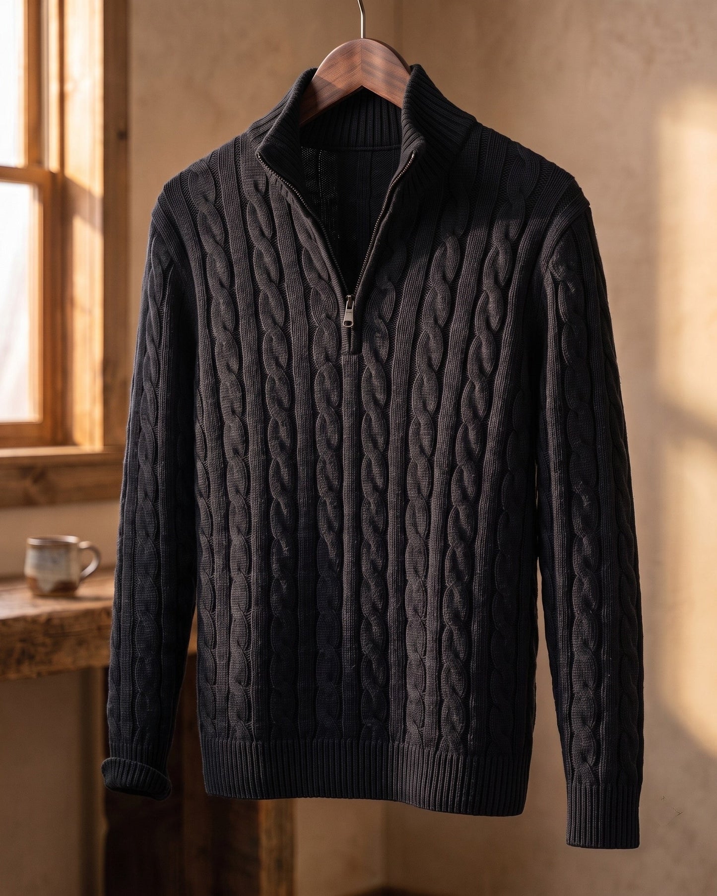 Vicente Cable Knit Quarter-Zip Sweater